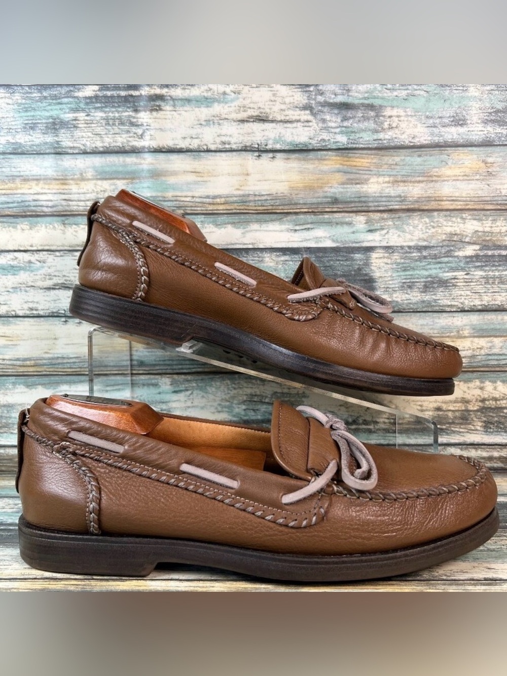 BACCO BUCCI Boat Shoe Mens Size 8.5 Brown Loafer Casual Dress Slip On Comfort